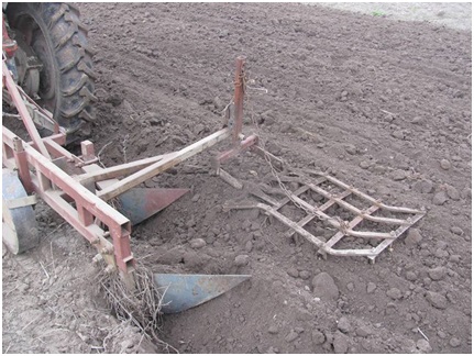 Плуг Л-101 с приспособленной бороной